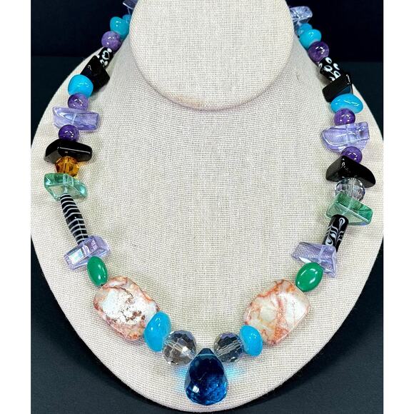 Artisan Crystal Glass Bead Necklace - Picture 1 of 9